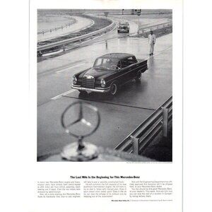 1964 Mercedes Benz 300SE Sedan Vintage Print Ad Unterturkheim in Rain Wall Art